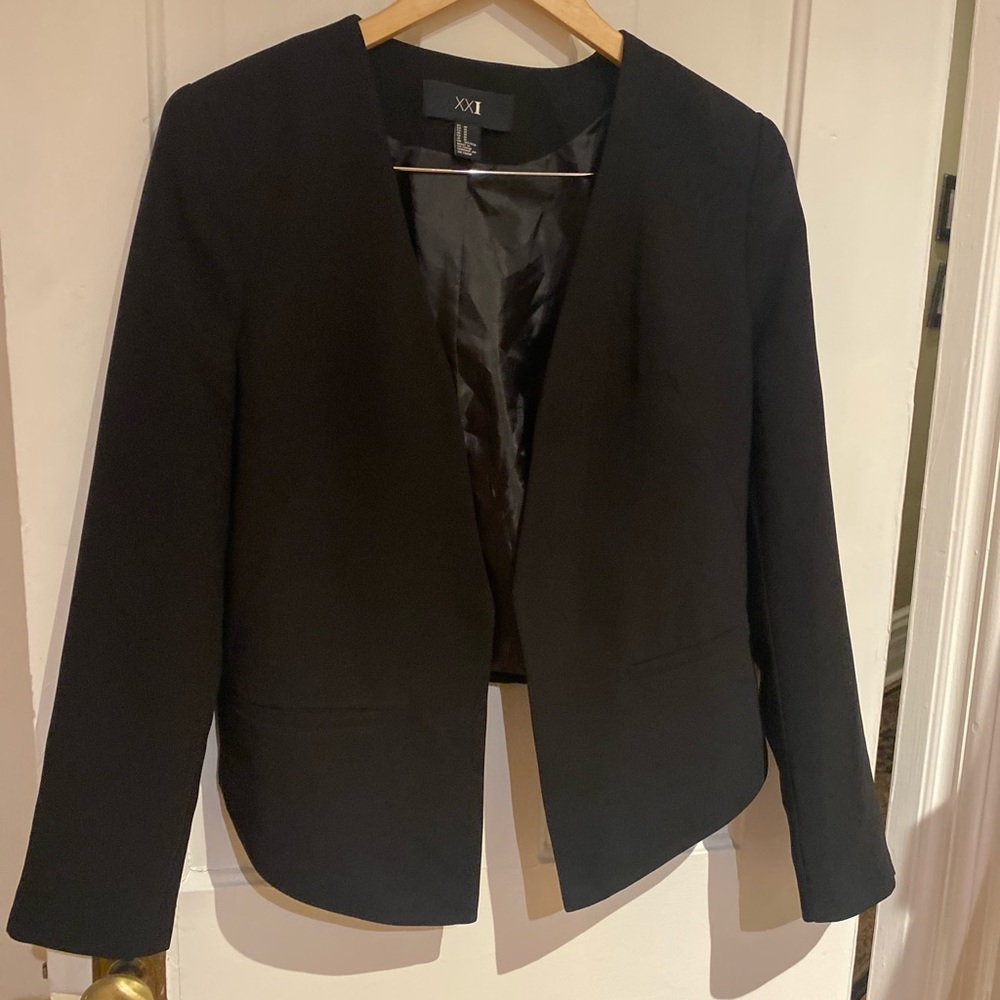Black Open Front Blazer